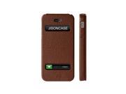 Jisoncase Brown Executive Geniune Leather Flip Case for iPhone se 5 5s JS IP5 02B20