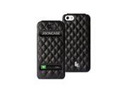 Jisoncase Black Executive Genuine Leather Flip Case with Suction Cup for iPhone se 5 5s JS IP5 02G10