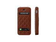 Jisoncase Brown Executive Genuine Leather Flip Case with Suction Cup for iPhone se 5 5s JS IP5 02G20