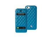 Jisoncase Blue Executive Genuine Leather Flip Case with Suction Cup for iPhone se 5 5s JS IP5 02G42