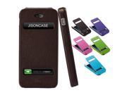 Jisoncase Brown Premium Leatherette Flip Case with Suction Cup for iPhone SE 5 5s JS IP5 02H20