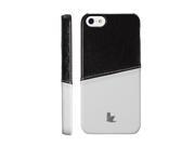 Jisoncase White and Black Fashion Strap Premium Leatherette Case for iPhone SE 5 5s JS IP5 05H00