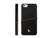 Jisoncase Black Fashion Strap Premium Leatherette Case for iPhone SE 5 5s JS IP5 05H10