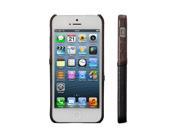Jisoncase Brown and Black Fashion Strap Premium Leatherette Case for iPhone SE 5 5s JS IP5 05H20