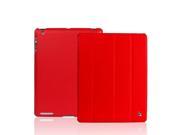 Jisoncase Red Premium Leatherette Corner Mount Smart Cover Case for iPad 2 3 4 JS IPD 07I30
