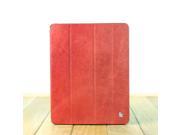 Jisoncase Vintage Red Genuine Leather Smart Cover Case for iPad 2 3 4 JS IPD 06A30