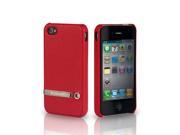 Jisoncase Ultra Slim Fit Premium Leatherette Tripod Stand Case for iPhone 4 4S JS IP4S 006 Red