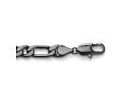 PalmBeach Jewelry Men s 11 mm Figaro Link Chain Bracelet Black Rhodium Plated 10