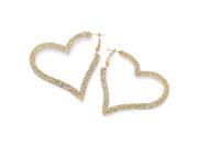 PalmBeach Jewelry Crystal Heart Hoop Earrings in Yellow Gold Tone