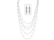 PalmBeach Jewelry Silvertone Beaded Station Necklace and Earrings Set 34