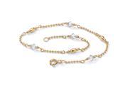 Birthstone Beaded Ankle Bracelet in 14k Gold over .925 Sterling Silver April Simulated Diamond