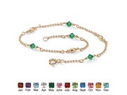 Birthstone Beaded Ankle Bracelet in 14k Gold over .925 Sterling Silver May Simulated Emerald