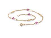 Birthstone Beaded Ankle Bracelet in 14k Gold over .925 Sterling Silver October Simulated Tourmaline