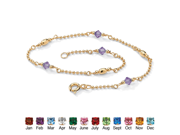 Birthstone Beaded Ankle Bracelet in 14k Gold over .925 Sterling Silver February Simulated Amethyst
