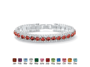 Round Birthstone Crystal Accent Silvertone Tennis Bracelet 7 July Simulated Ruby