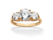 PalmBeach Jewelry 3 TCW Round Cubic Zirconia 10k Yellow Gold 3 Stone Bridal Engagement Ring