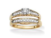 1 5 TCW Round Diamond Channel Set Two Piece Bridal Set in 18k Gold over .925 Sterling Silver