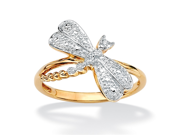 PalmBeach Jewelry Diamond Accent 18k Gold over Sterling Silver Dragonfly Ring