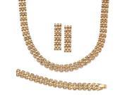 PalmBeach Jewelry Panther Link Necklace Bracelet and Earrings 3 Piece Set in Yellow Gold Tone