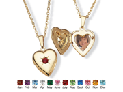 PalmBeach Jewelry Birthstone Heart Locket Necklace in Yellow Gold Tone July Simulated Ruby