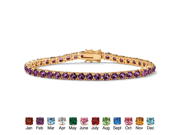 PalmBeach Jewelry Round Birthstone Tennis Bracelet in 18k Gold Plated February Simulated Amethyst