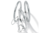 PalmBeach Jewelry Polished Engraved and Floral Three Piece Bangle Set in .925 Sterling Silver