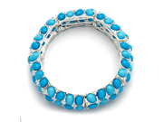 PalmBeach Jewelry Oval Shape Turquoise Silvertone Stretch Bracelet 9
