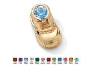 Round Simulated Birthstone 14k Yellow Gold Baby Bootie Charm March Simulated Aquamarine