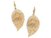 PalmBeach Jewelry Filigree Leaf Drop Earrings in Yellow Gold Tone