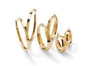 PalmBeach Jewelry 3 Pair Hoop Earrings Set in Yellow Gold Tone