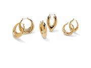 PalmBeach Jewelry 3 Pair Hoop Earrings Set in Yellow Gold Tone