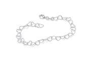 PalmBeach Jewelry Sterling Silver Heart Link Ankle Bracelet 11