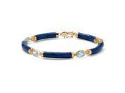 4.40 TCW Genuine Lapis and Blue Topaz Link Bracelet in Golden Finish over Sterling Silver