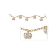 PalmBeach Jewelry 18k Gold Plated Filigree Butterfly Charm Bracelet 7 1 2