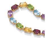 PalmBeach Jewelry 11.89 TCW Oval Cut Genuine Multi Gemstones 10k Yellow Gold Tennis Bracelet 7 1 4