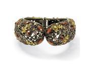 PalmBeach Jewelry Multicolor Crystal Hinged Cuff Bracelet in Antiqued Yellow Gold Tone