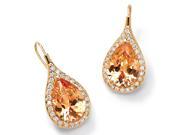 11.60 TCW Pear Cut Champagne White Cubic Zirconia 14k Gold Plated Halo Drop Earrings