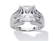 PalmBeach Jewelry 4.85 TCW Emerald Cut Cubic Zirconia Ring in Platinum over Sterling Silver