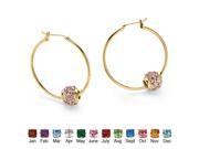 PalmBeach Jewelry Birthstone Bead Hoop Earrings in Yellow Gold Tone October Simulated Tourmaline