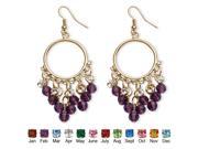 Birthstone Chandelier Earrings with Crystal Accents in Yellow Gold Tone February Simulated Amethyst