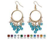 Birthstone Chandelier Earrings with Crystal Accents in Yellow Gold Tone December Simulated Blue Topaz