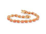 PalmBeach Jewelry Oval Cut Simulated Coral Cabochon Tennis Bracelet in 14k Gold Plated 7.5