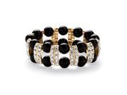 PalmBeach Jewelry Round Black Beaded Stretch Bracelet with Crystal Accents in Yellow Gold Tone 8