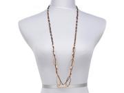 Crystal Accent Oval Multi Chain Necklace in Rose Gold Plated and Black Rhodium Plated 40