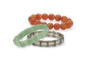 PalmBeach Jewelry Multicolor Agate and Genuine Chalcedony Three Piece Stretch Bracelet Set 7
