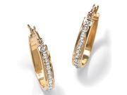 PalmBeach Jewelry Diamond Accent 14k Yellow Gold Diamond Fascination Hoop Earrings