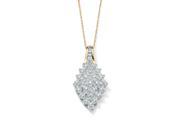 PalmBeach Jewelry 1 10 TCW Round Diamond Cluster Marquise Shaped Pendant Necklace in 10k Gold 18