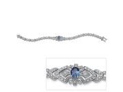 1.30 TCW Sapphire and Cubic Zirconia Vintage Style Bracelet in Platinum over .925 Sterling Silver