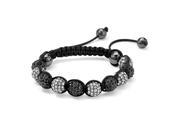 Round Black and White Crystal Glass Ball Macrame Rope Tranquility Bracelet Adjustable 8 10