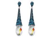 PalmBeach Jewelry 54244 Aurora Borealis Crystal Briolette Drop Earrings Made with SWAROVSKI ELEMENTS in Silvertone